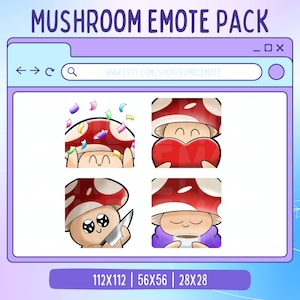 Mushroom Emote Pack for Twitch Youtube & Discord | Ready to use Emotes | Instant Download