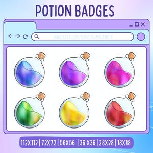 Pakiet odznak Potion Bottles dla Twitch, YouTube i Discord
