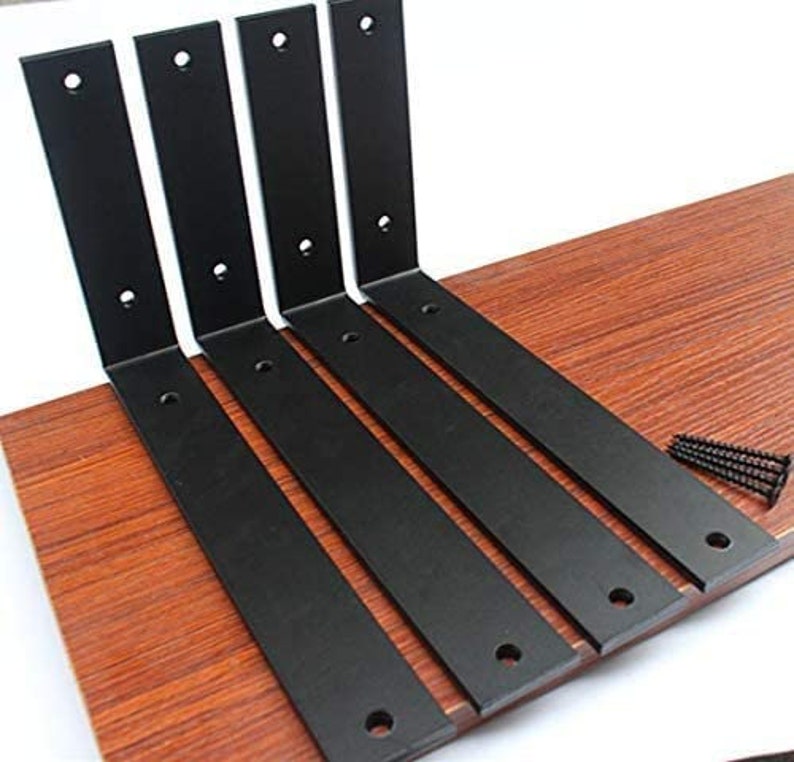 Iron Shelf Brackets Black L Shelf Bracket Heavy Duty Metal Etsy