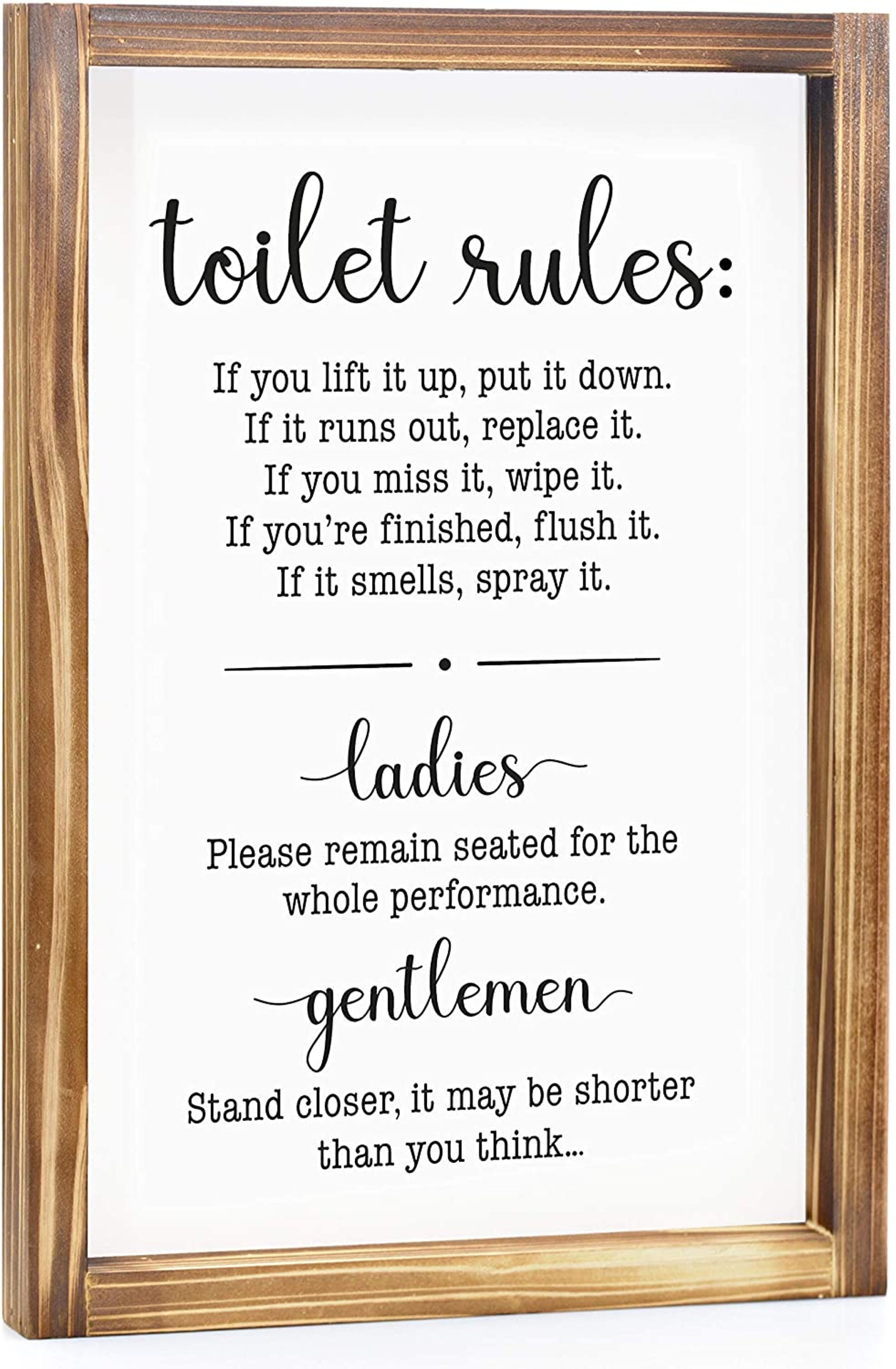 Toilet Rules Bathroom Sign 11x16 Inch Toilet Rules Sign for Etsy
