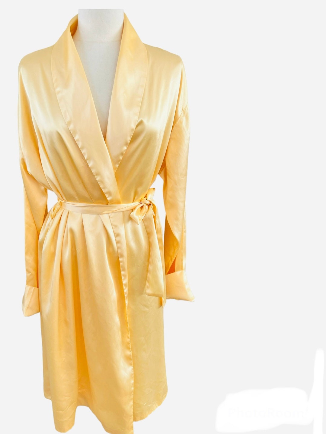 Layered Robe Vintage Double Layered Gold Poly Satin Shawl Collar Robe - Etsy