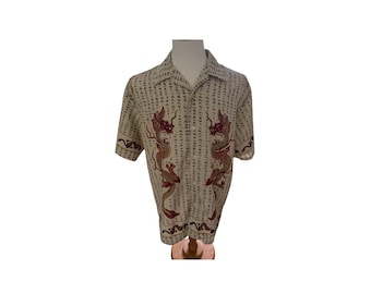 Vintage 7 Diamonds-shirt heren Aziatisch motief, maat M