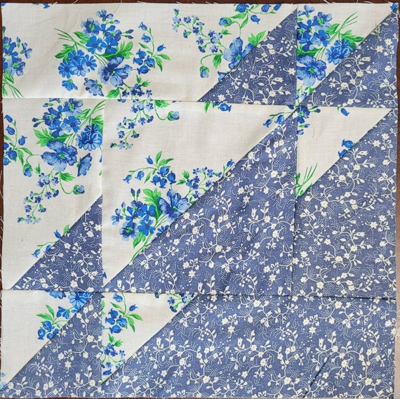Blue Floral Quilt Blocks Etsy
