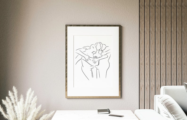 Erotic Line Art Threesome Sex Line Drawing Printable Wall Etsy