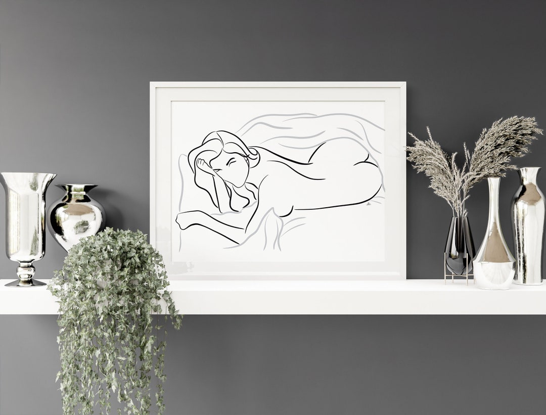 Erotic Line Art Sexy Woman Peekaboo Naked Line Drawing - Etsy