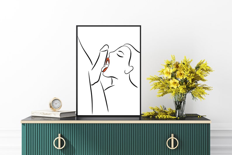 Erotic Line Art Blowjob Sexy Wall Decor Bundle Of Eight Etsy