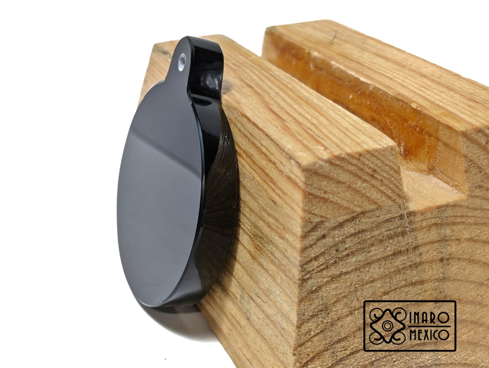 Obsidian mirror pendant scale replica of the original in the Etsy