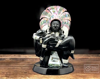 Black Obsidian Sculpture, Popocatépetl & Iztaccíhuatl, Mexican Lapidary Art