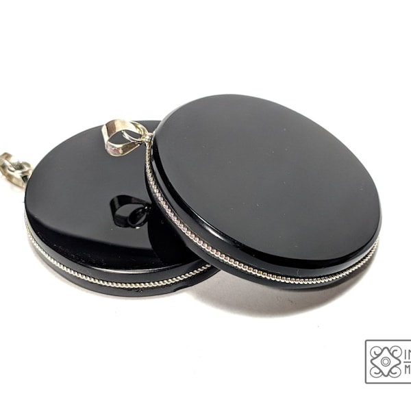 Visor de luz de obsidiana de 2", obsidiana negra natural, medalla de amuleto, espejo de observación