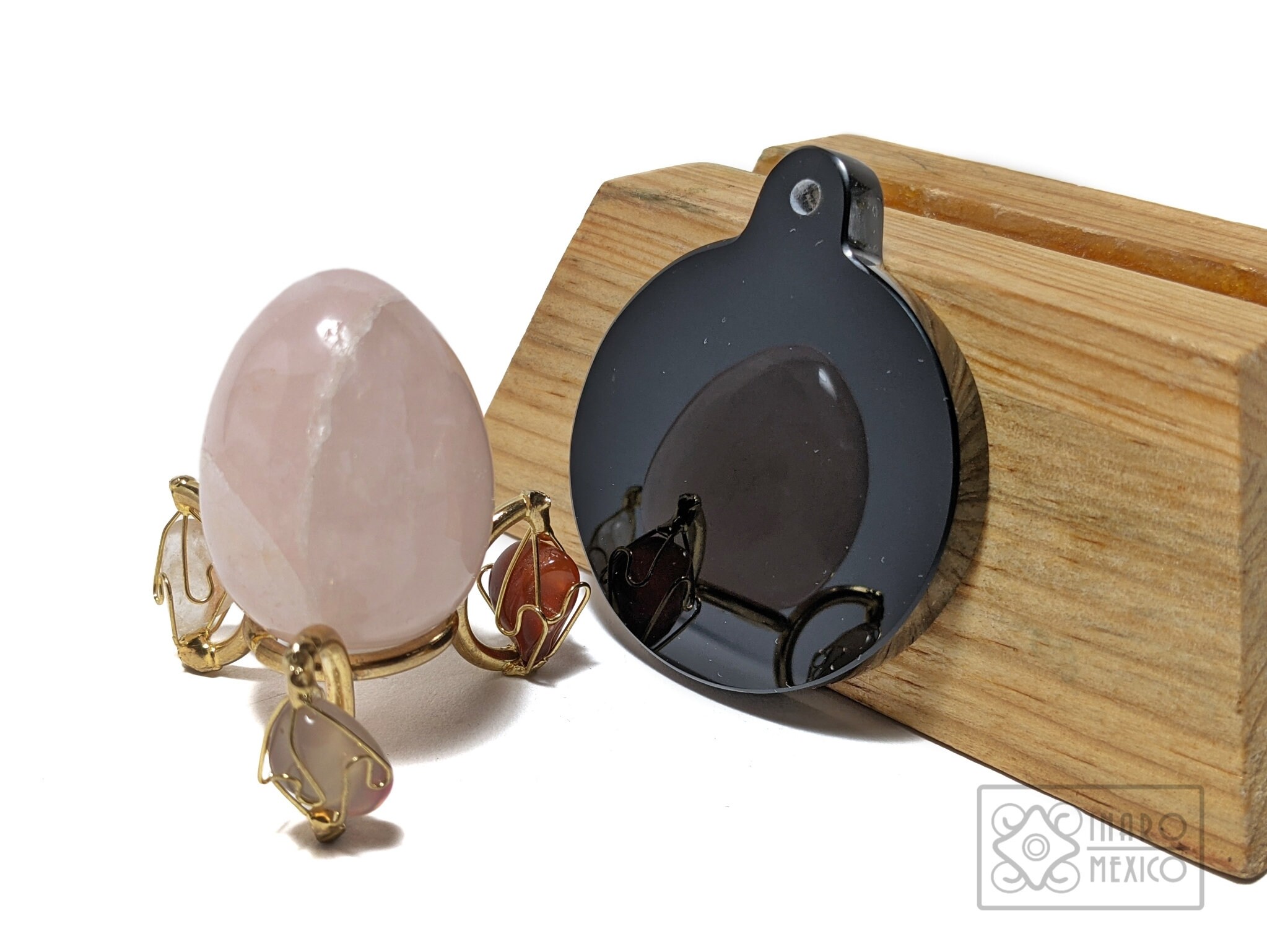 Obsidian mirror pendant scale replica of the original in the Etsy