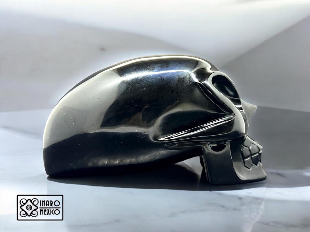 Black Obsidian Alien Skull, 8.5" Hand Carved Mystical Sculpture - Etsy