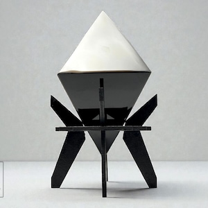 Obsidian Octahedron, Sacred Geometry, Air Element, 4.5". Hand-carved from natural obsidian.