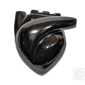 Black Heart, Carved and polished with special care, Authentic Black Obsidian