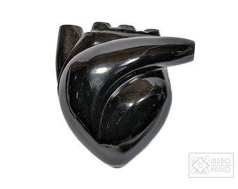 Black Heart, Carved and polished with special care, Authentic Black Obsidian