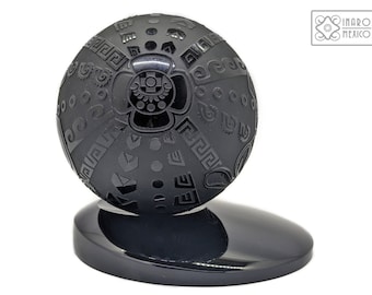Teotihuacan Obsidian Sphere: Ancient Mexican Symbol Decor