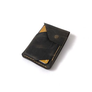 Leren portemonnee - handgemaakte lederen portemonnee - minimalistische herenportemonnee, kaarthouder, cadeau lederen accessoires