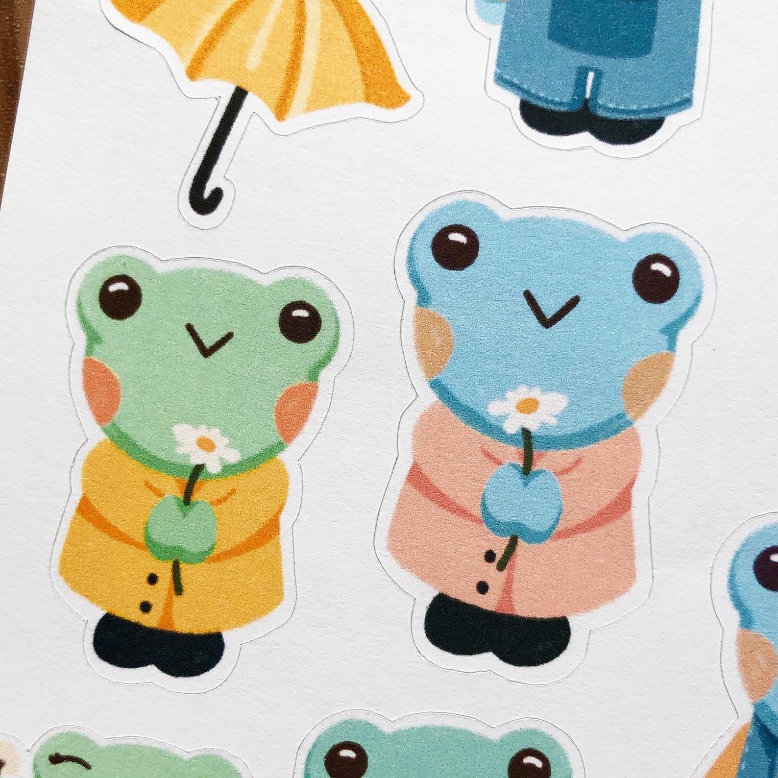kawaii pastel frog sticker sheet animal japanese korean