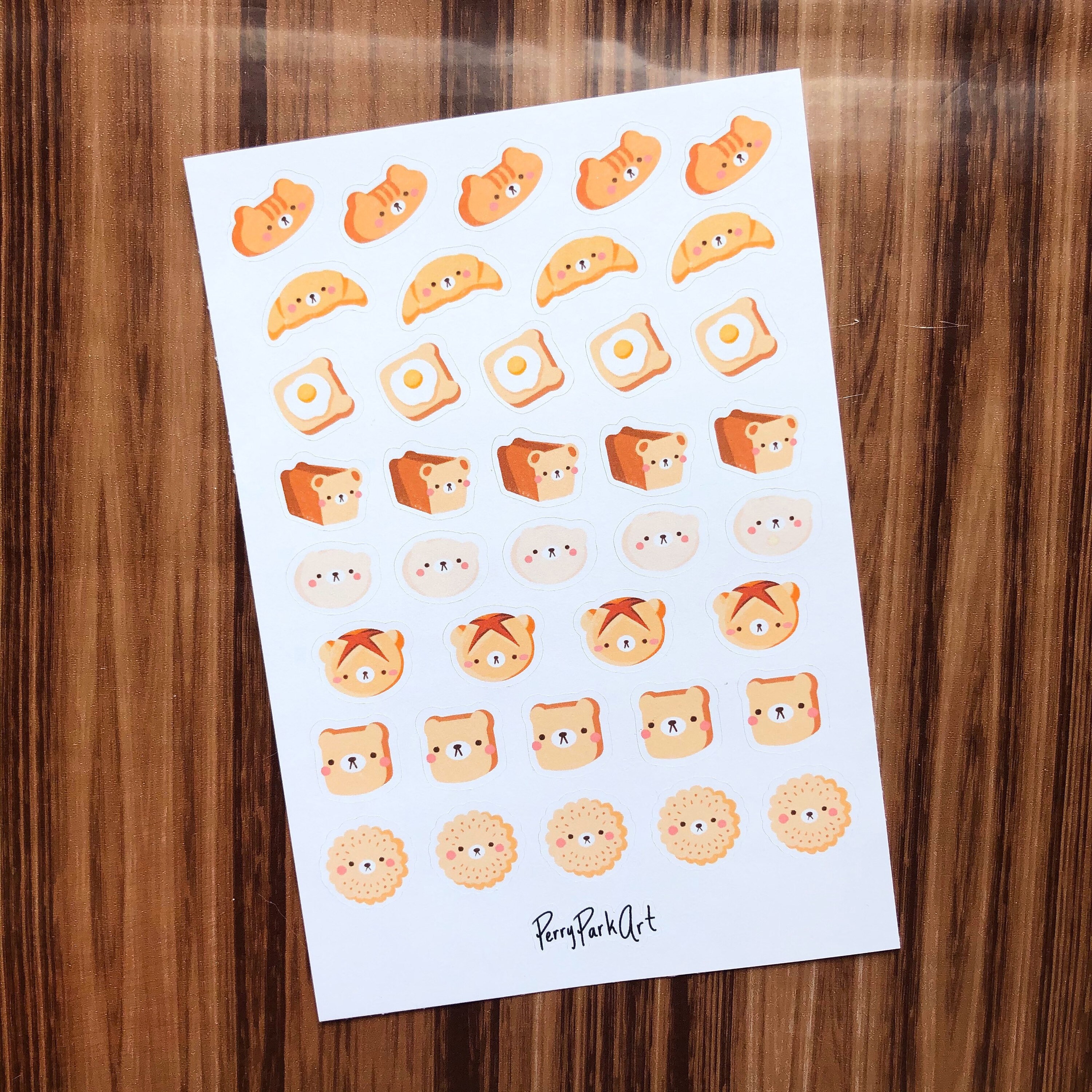 Kawaii Planner Bread Bear Journal Stickers Set - Food Sticker Sheet -…
