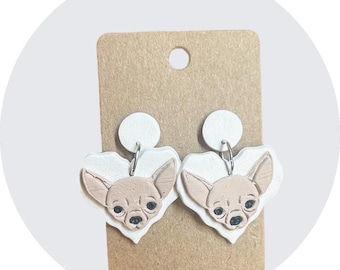 OUSIO Acrylic Chihuahua Earrings With Bow Tie - Cute Dog Dangle Earrings For Women, Pet Lover Gift