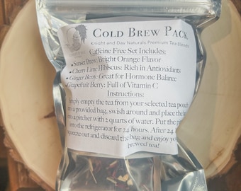 Cold Brew Tea Sampler Pack 24 hour brew Iced Tea Caffeine Free  Gift Set for Tea Lovers EASY brew Hibsicus Tea Raspberry Leaf Tea Fruity Tea