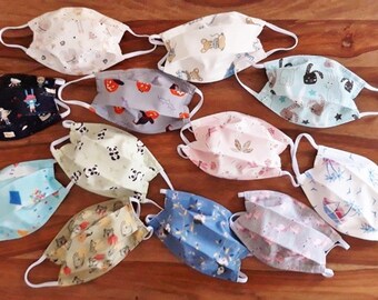 Masque Enfants Lavable – Tissu 5 Couches | Poche Filtre PM2.5 | Réglable | 100% Coton | Chat Mignon - 2