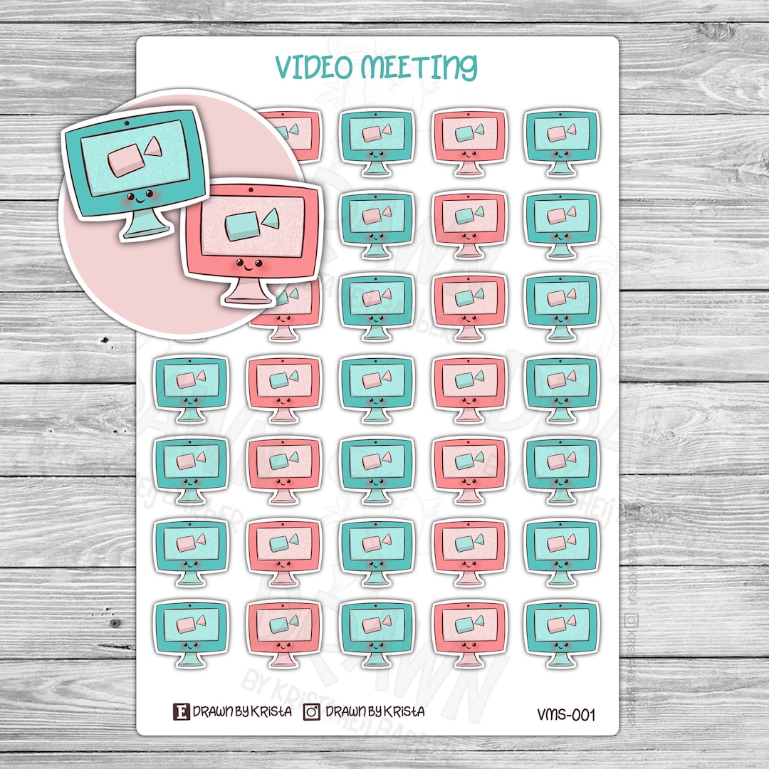 Video Meeting Zoom Meeting Planner Stickers Happy Planner Etsy