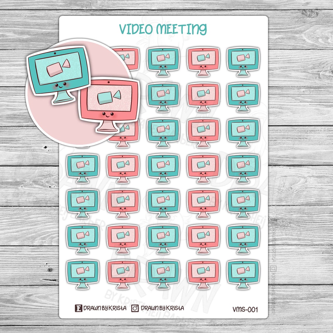 Video Meeting Zoom Meeting Planner Stickers Happy Planner Etsy
