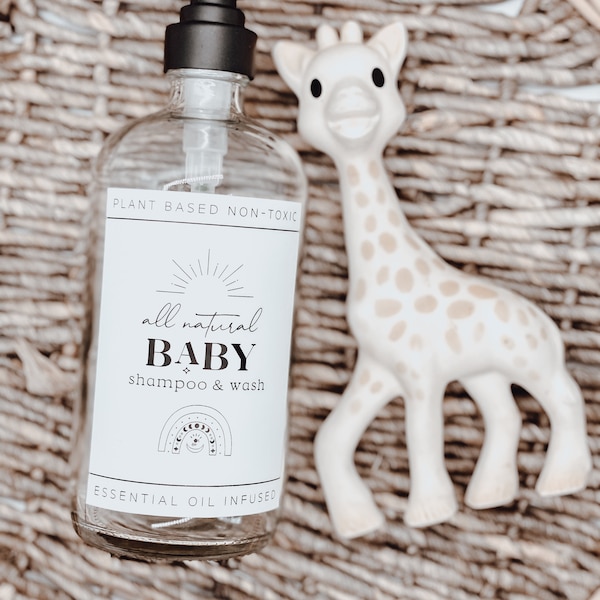 Baby Shampoo Label | Baby Wash Label | 16 oz Glass Label | Essential Oil Bottle Label | Bath & Body Label | Essential Oil Bottle Labels |