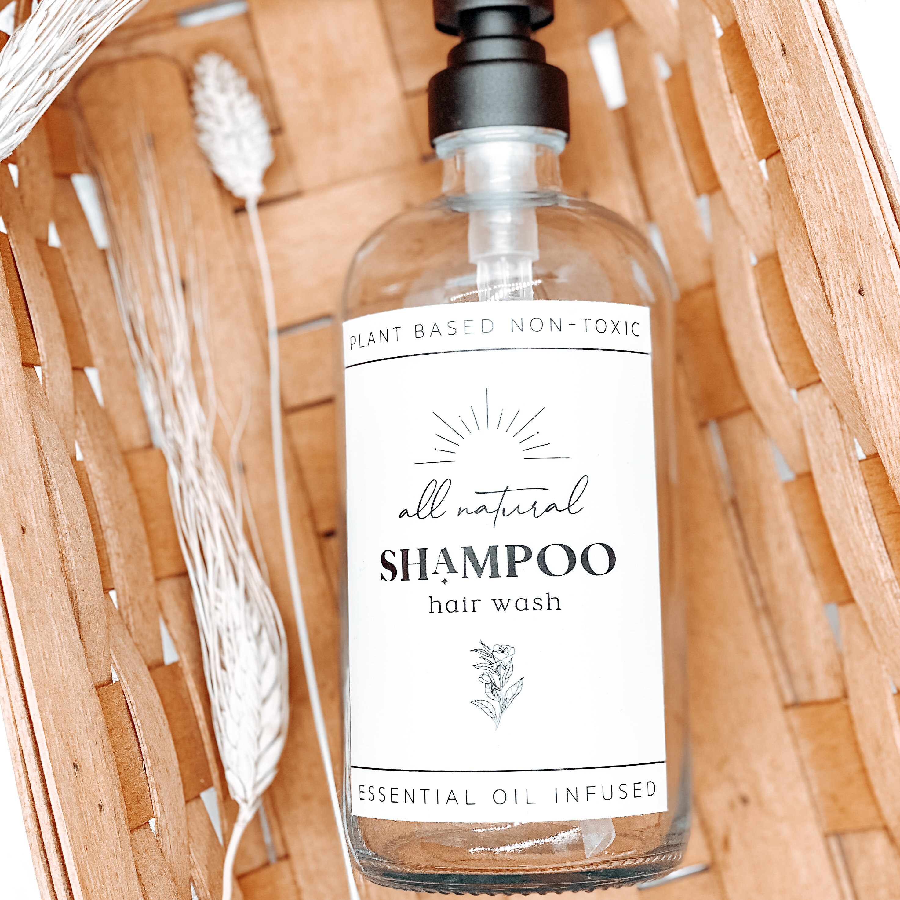 Shampoo Label 16 oz Glass Label Essential Oil Bottle Label Bath & Body