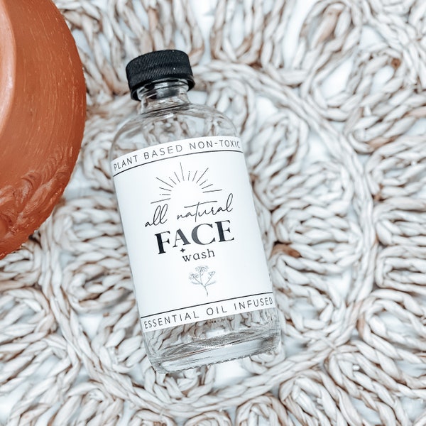 Face Wash Label | Glass Label | Essential Oil Bottle Label | Beauty Label | Face Cleaner Label