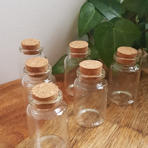 Small Glass Bottles with Corks, Clear Glass Bottle, Cork Lid, Glass Jar, UK, 20ml Clear Glass Bottle, Top Quality