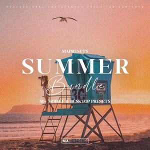 50 SUMMER BUNDLE Lightroom Desktop und Desktop Voreinstellungen | Warm Sunset Filters, Vintage Sommer Look, Golden Hour Glow, Reise & Strand Töne