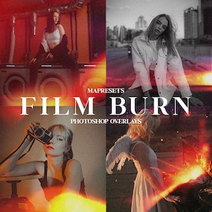 100 FILM BURN LIGHT Overlays | Vintage Film Burn, Light Leaks, Grainy Photo Overlays, Analog Lens Burn Effects