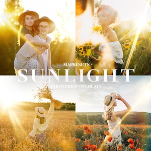 100 Natural Sunlight Overlays | Warm Light Effects, Lens Flare, Sun Beams, Light Leaks, Photoshop Photo Overlay Pack