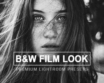 10 Black and White Film Look Lightroom Mobile and Desktop Presets | Dramatic, Matte, Contrast monotone, portrait, black and white, film look