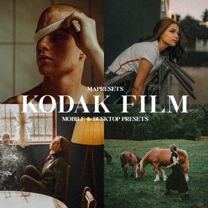 10 Kodak Film Lightroom Presets | Analog Grain, Retro Film Look, Cinematic Colors, Warm Tones, Vintage Film Effects for Mobile