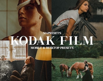 10 Kodak Film Lightroom Presets | Analog Grain, Retro Film Look, Cinematic Colors, Warm Tones, Vintage Film Effects for Mobile