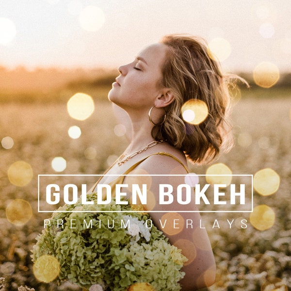 100 GOLDENE BOKEH OVERLAYS | Goldene Bokeh Lights Overlays für Photoshop, Bokeh Glitter Overlay, verschwommenes Licht Overlays, Light Leak Overlay