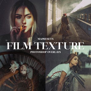 100 Film Texture & Overlays | Dust Scratch Grain Effects, Cinematic Retro Textures, Photoshop Photo Overlays Pack