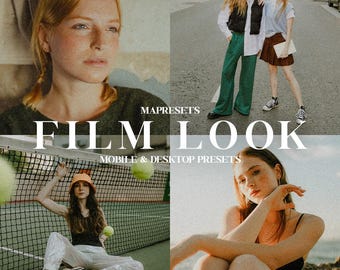 10 Film Look Lightroom Presets | Retro Analog Grain, Vintage 35mm Aesthetic, Muted Tones, Portrait Travel Filter for Mobile & Desktop