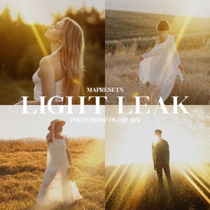 100 NATURAL LIGHT LEAKS Overlays | Natural Light Leaks for Photoshop Overlays, Sun Light Photo Overlays, Rainbow Ray, Natural Lens Effect