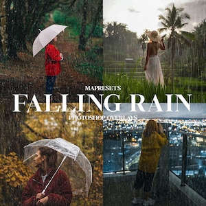 100 Falling Rain Overlays | Realistic Rain Effects, Photo Photoshop Overlays, Rain Showers & Atmospheric Textures