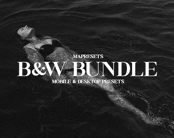 40 B&W BUNDLE Lightroom Mobile and Desktop Presets | Black and White, Fuji Film, Kodak Film, Black Portra, Wedding Presets, Cine Film Look