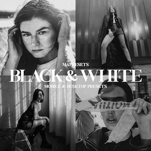10 Black and White Lightroom Presets | Dramatic B&W Portraits, Monochrome Preset, High Contrast Black and White Preset