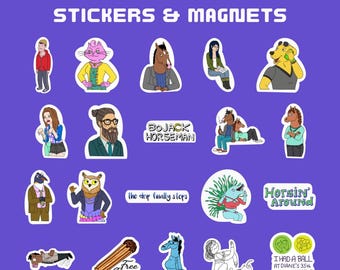 Set de pegatinas e imanes de BoJack Horseman