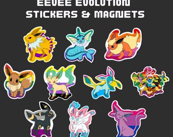 Set de pegatinas e imanes de Eevee Evolutions