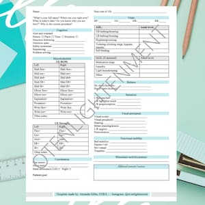 Digital Download Occupational Therapy Eval Template