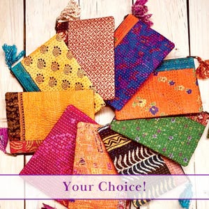 Kantha Seiden Accessoire Reisebeutel: Verschiedene Farben