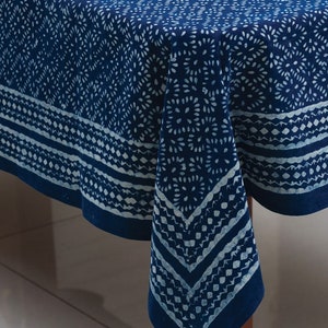 Indigo Block Print Tablecloth