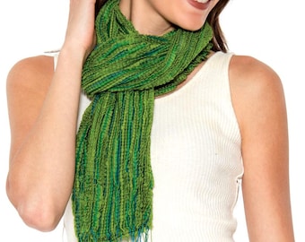 Chartreuse Green Revati Handloom Silk & Wool Scarf